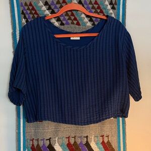 Curator SF NOA Blue Striped Short-Sleeve Crop Top